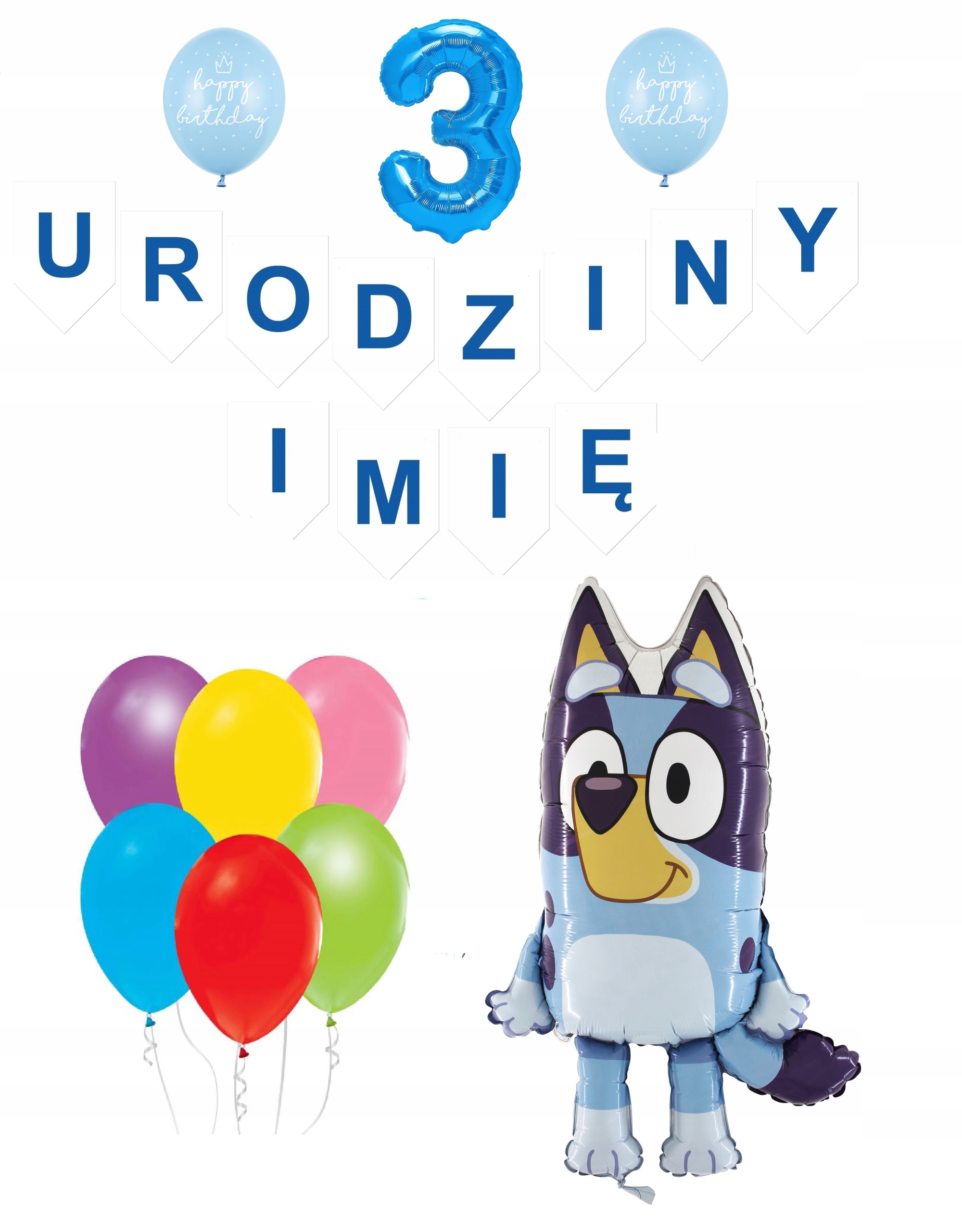 

Balony na urodziny 1-9 Piesek Bluey Urodziny +imię
