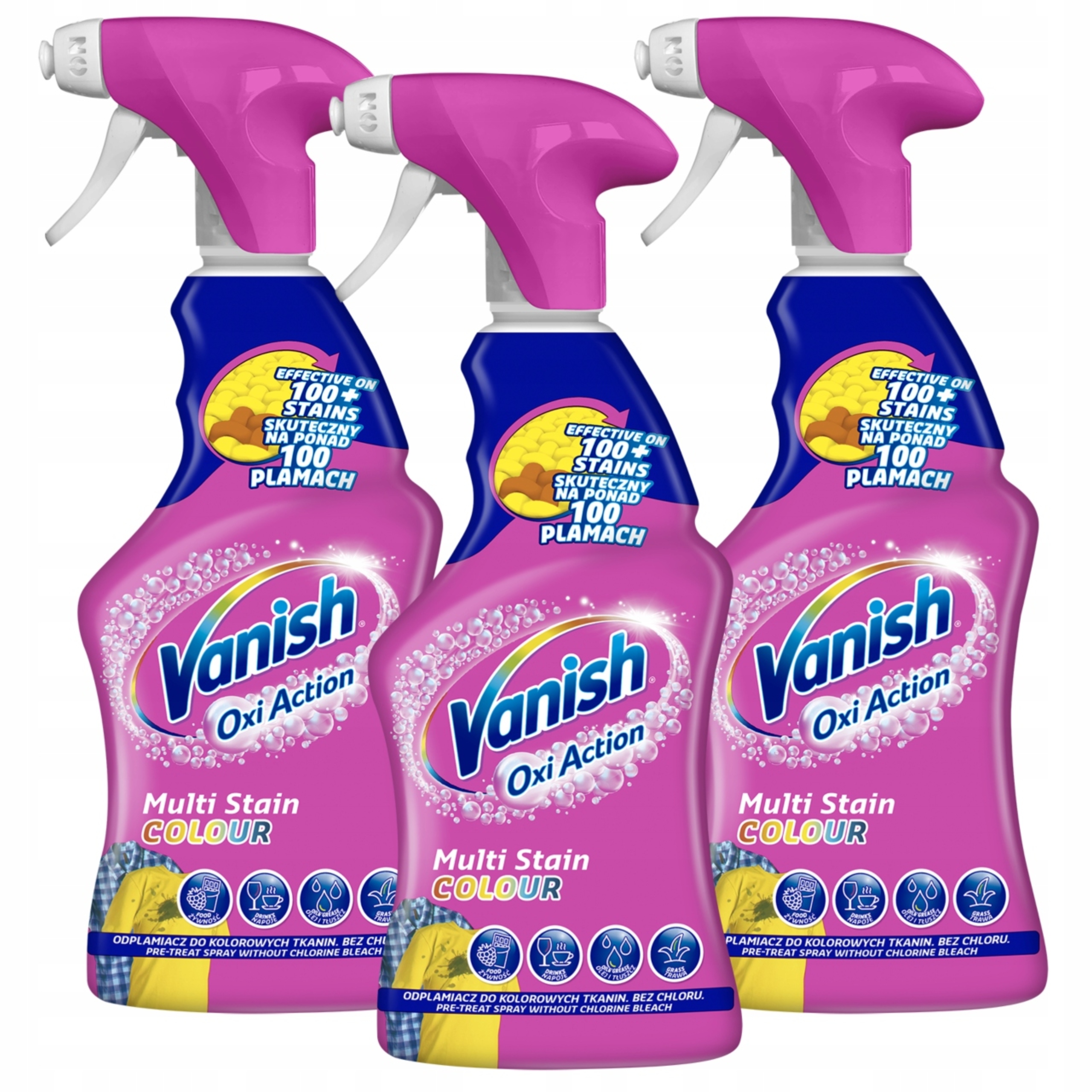 Levně Vanish Sada Oxi Action Odstraňovač skvrn na praní tkanin Sprej 3x 500 ml
