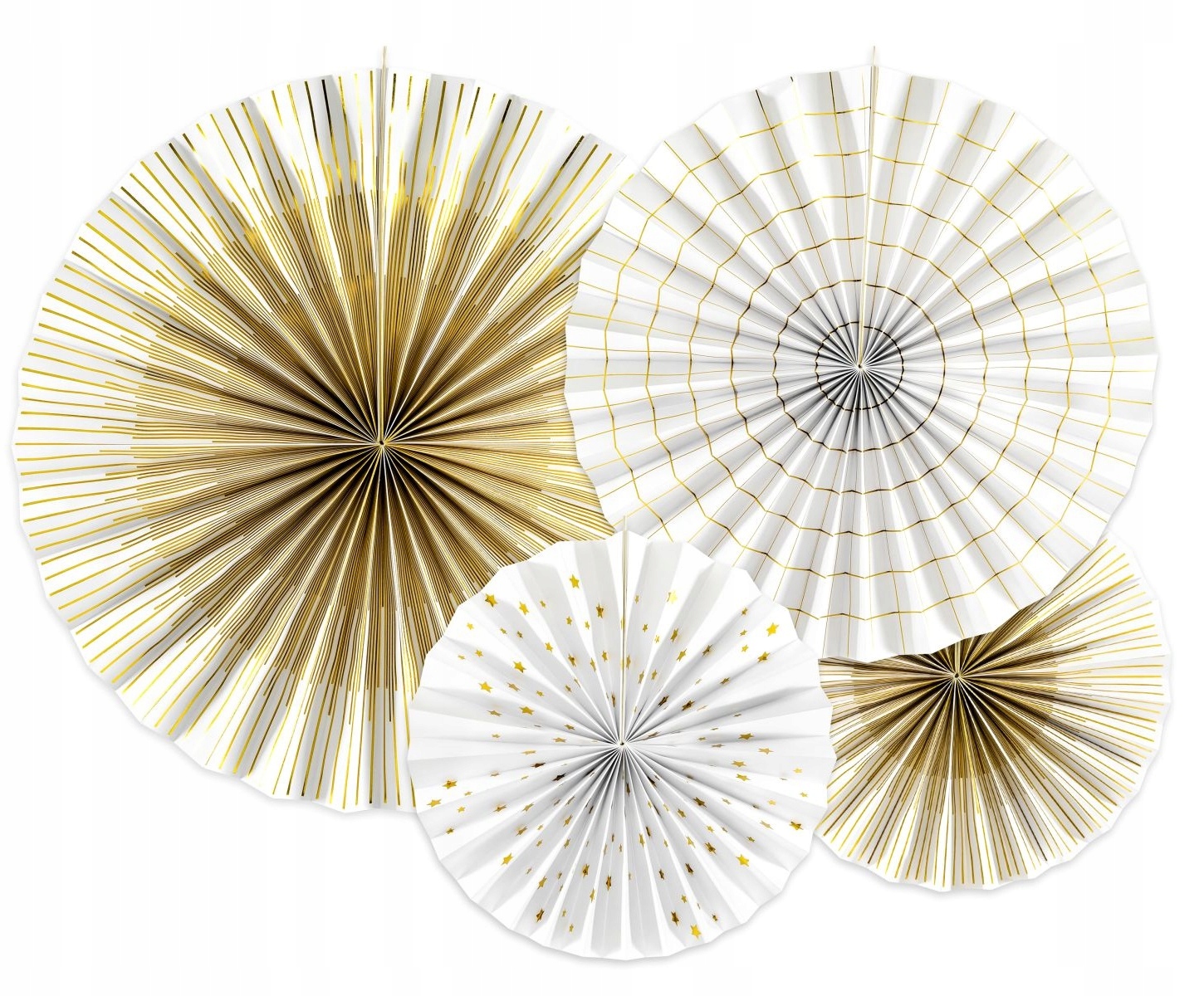 

Rozety Papierowe Dekoracyjne biało złote 4 sztuki