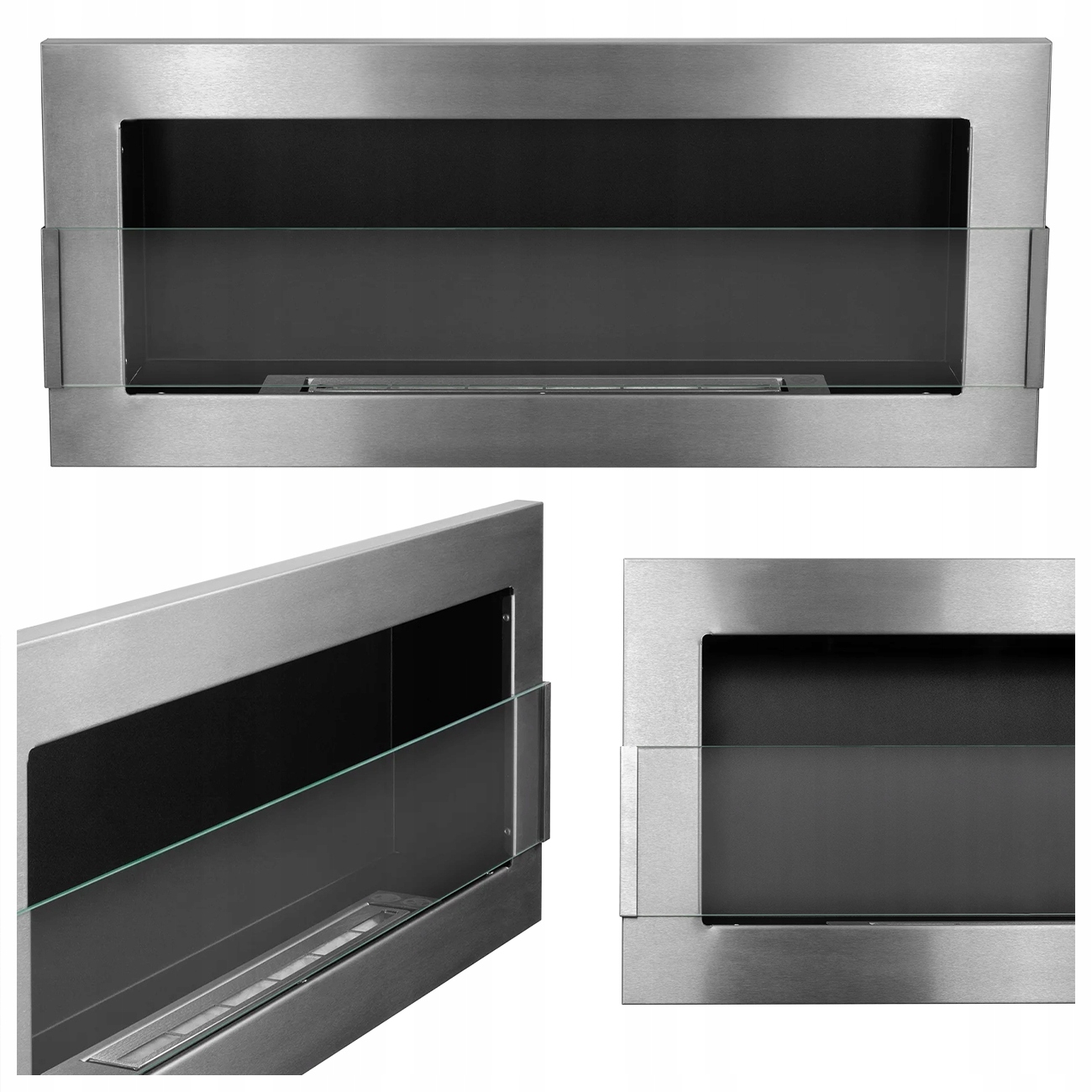 Závěsný Biokrb Se Sklem 900X400 Inox Stříbrný Na Biopalivo