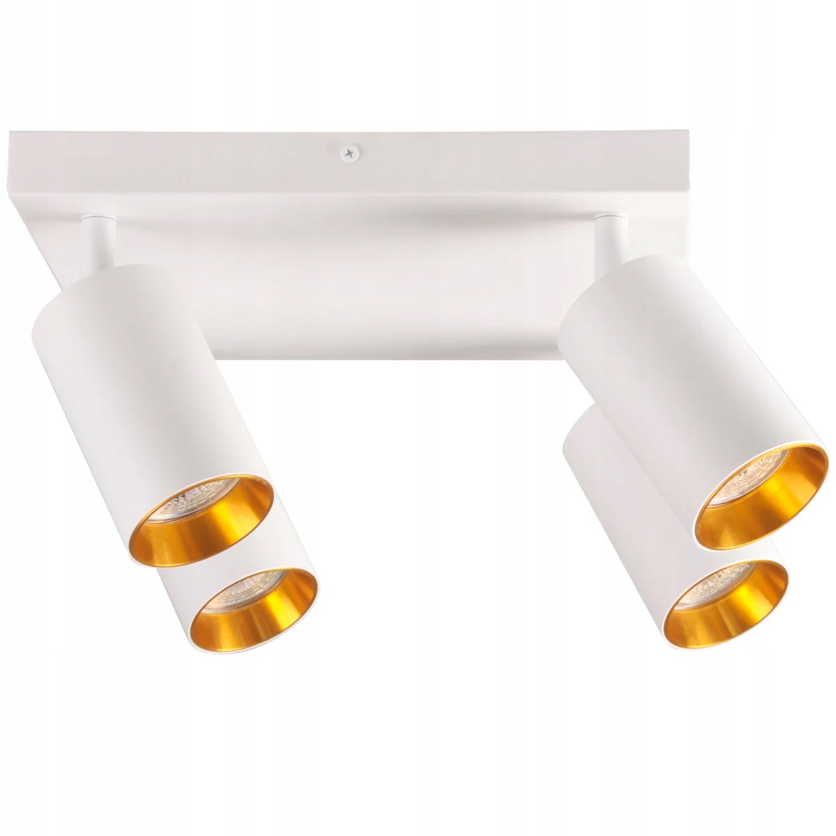Stropní svítidlo čtvercová, 4 reflektory, nastavitelné, bílá, zlatá Polux