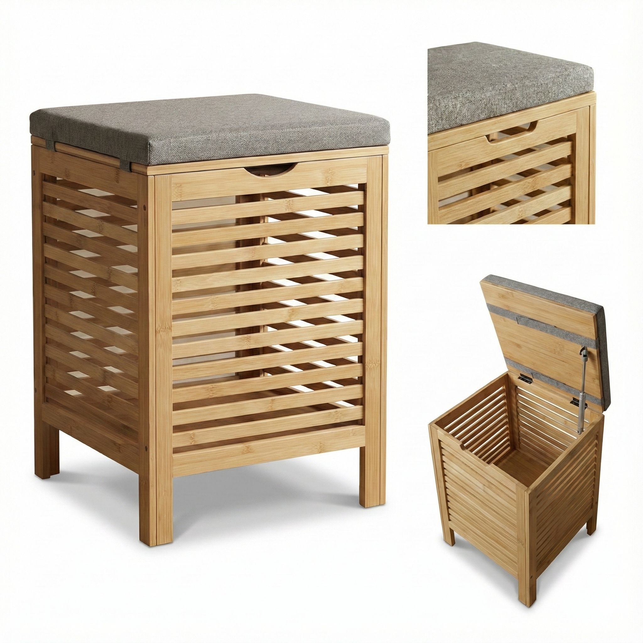 Bambusový koš na prádlo se sedátkem Disa, 40 l