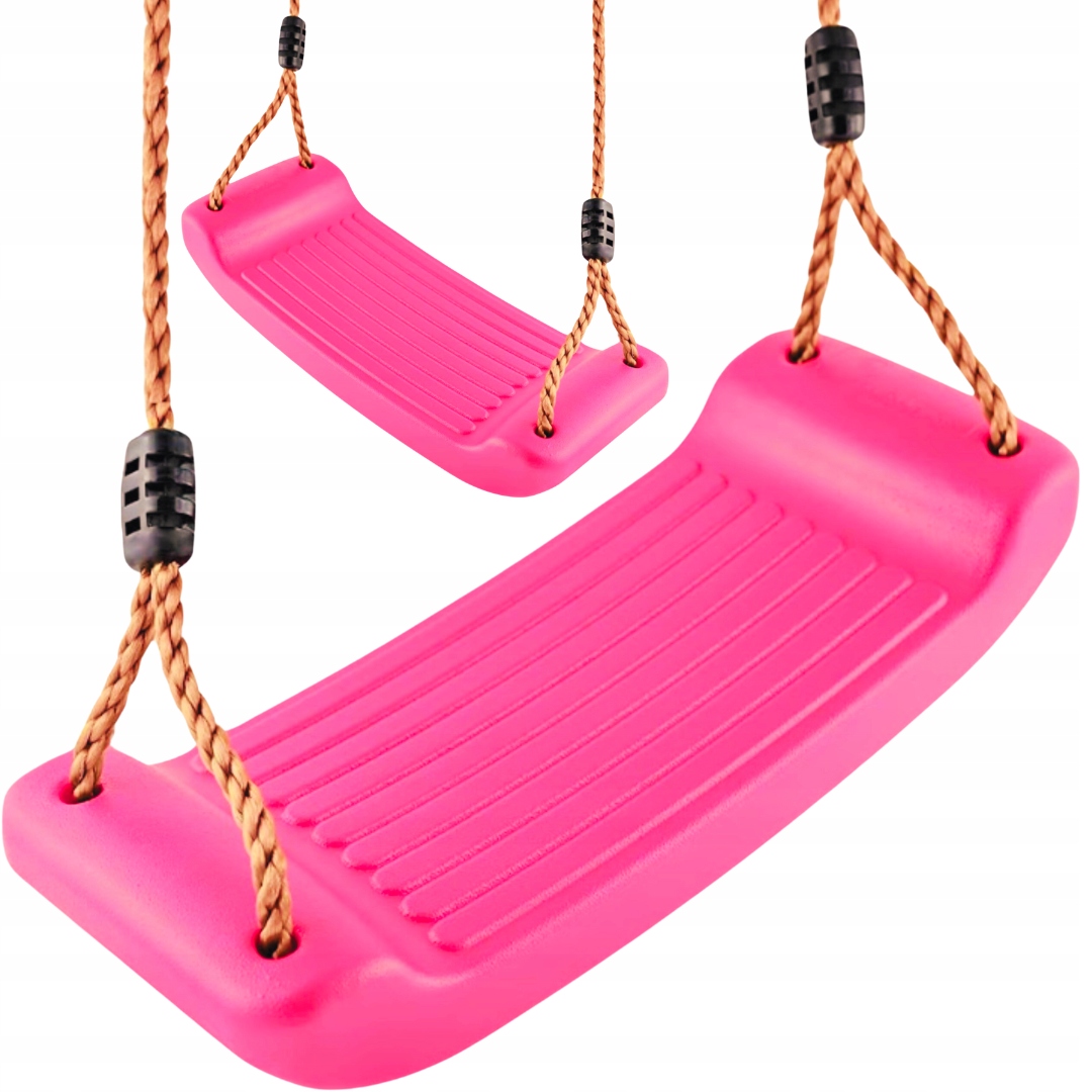HUŚTAWKA OGRODOWA DLA DZIECI BEZPIECZNA DESKA SIEDZISKO PLASTIKOWA RÓŻOWA