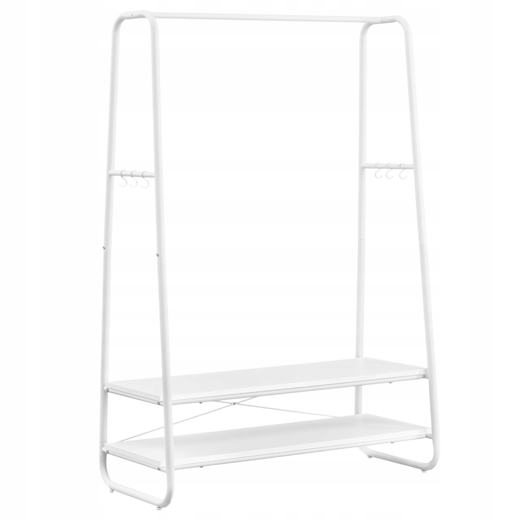 Biela šatňa, stojanový vešiak na oblečenie, lavička, 2 široké police, 160 cm