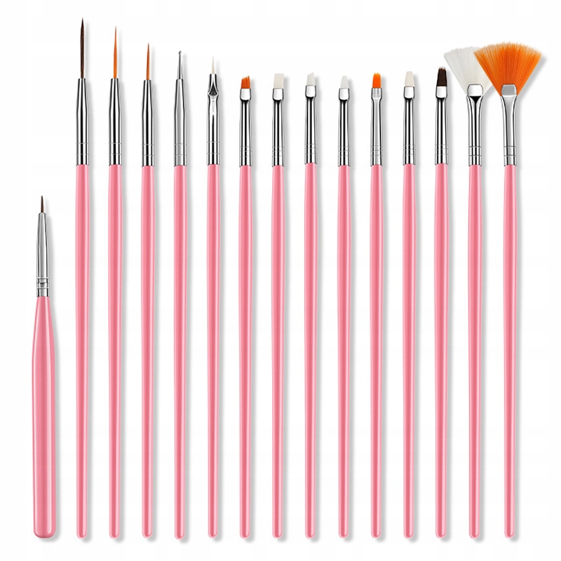 

15x Pędzelki do zdobień paznokci manicure Róż