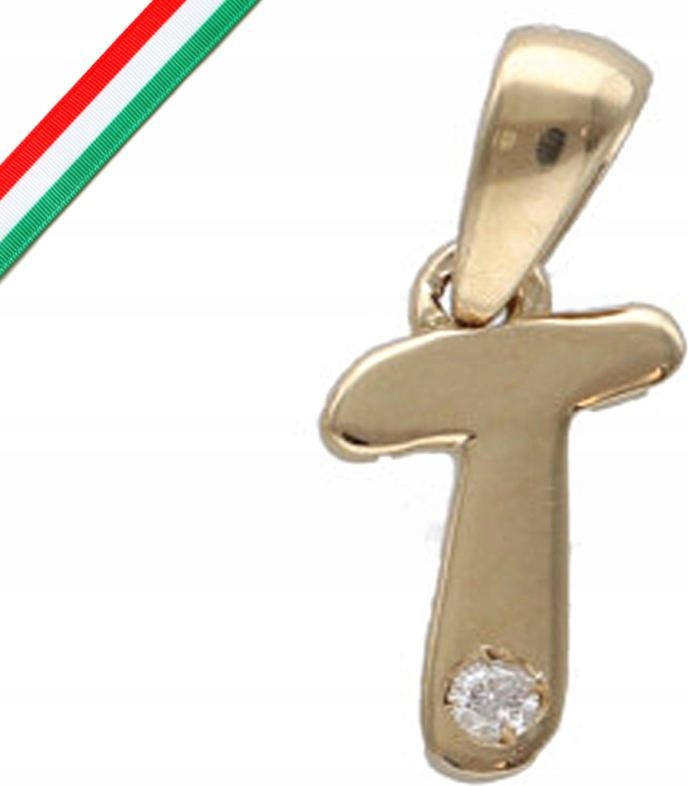 Zlatý přívěsek 585 písmeno T s diamantem 0,42g je ideální jako dárek 14k