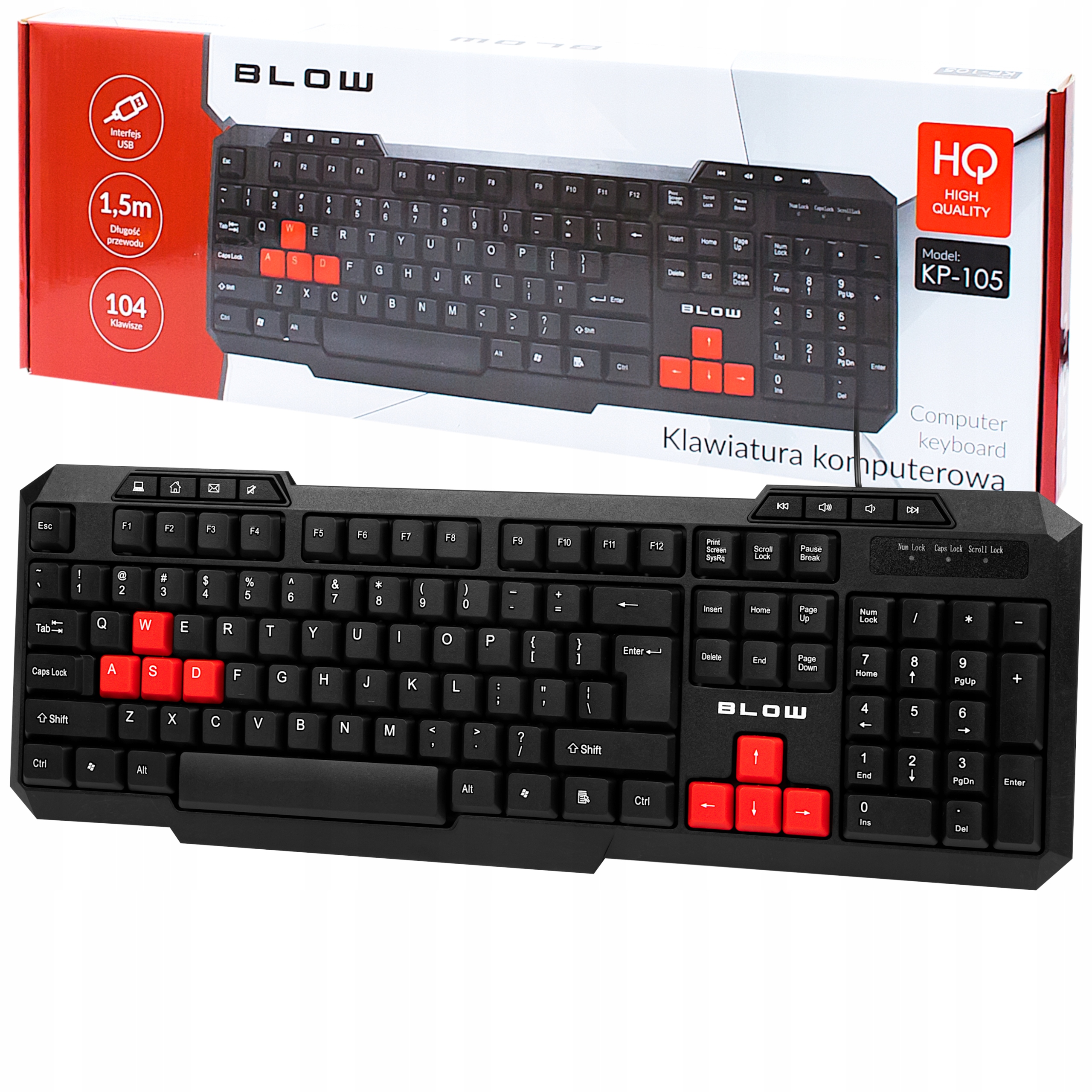 

Klawiatura gamingowa Usb Qwerty dla gracza cicha