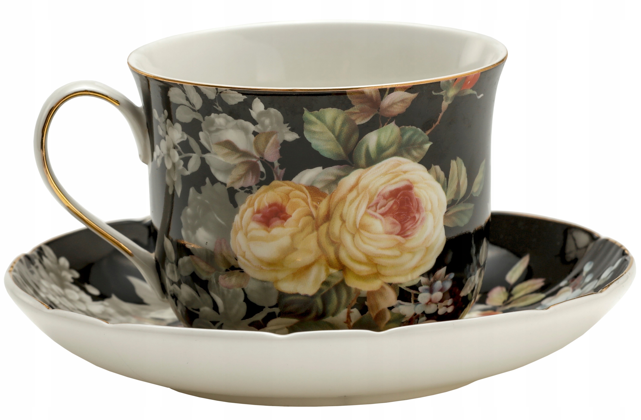 

Filiżanka porcelanowa jumbo ze spodkiem motyw róży