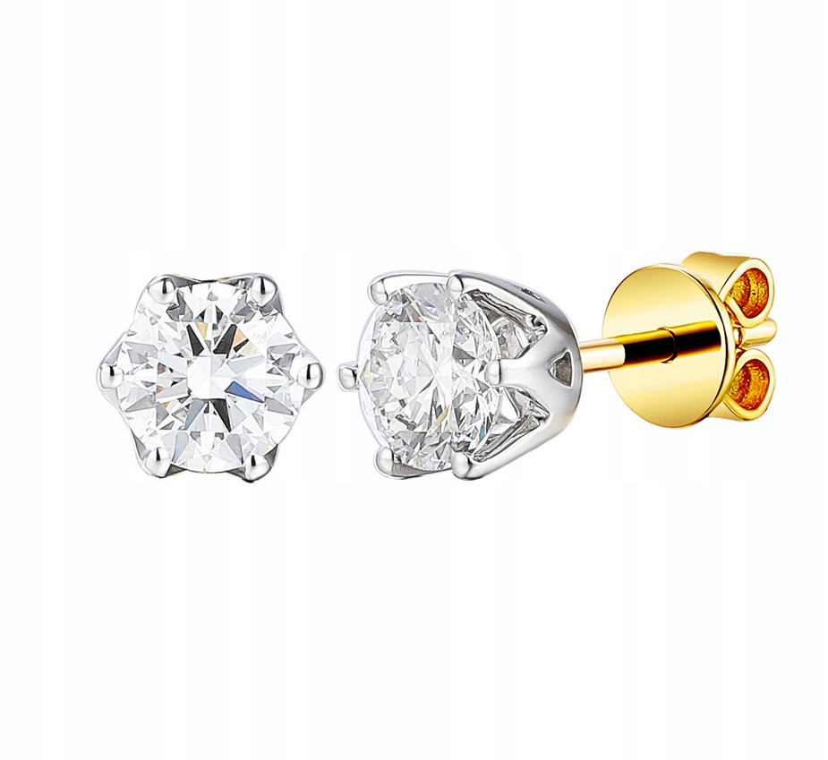 Złote Kolczyki 585 Z Diamentami Lab 1,00ct Sztyft Ekskluzywny