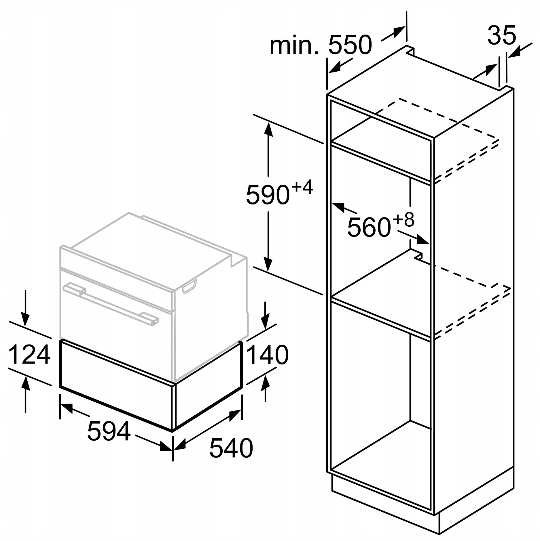 Szuflada grzewcza BIC510NB0 - push-pull Model BIC510NB0