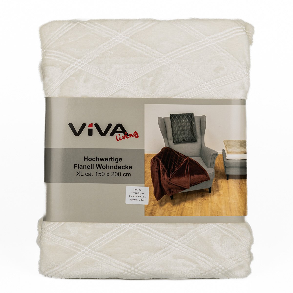 Deka z mikroflanelu Kosokáro, smetanová, 150x200cm