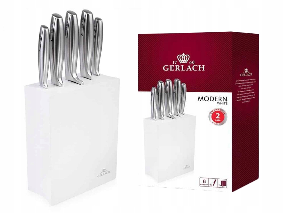 

Gerlach Modern 993 Zestaw noży w białym bloku
