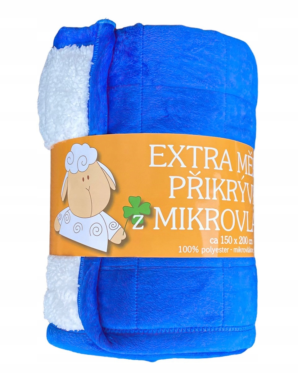 Deka z mikrovlákna Ovečka Sleep well prošev jednobarevná modrá, 150x200cm
