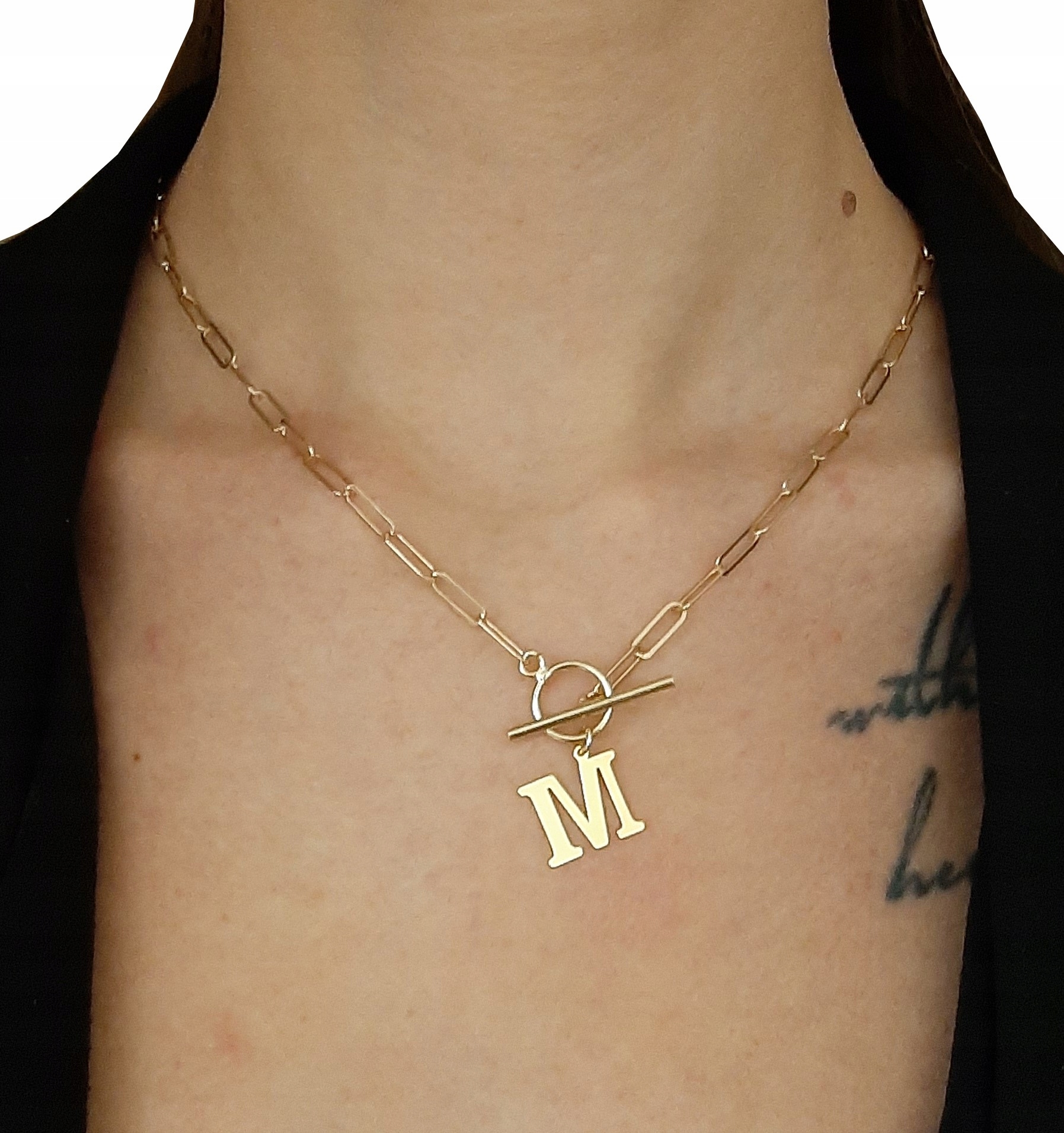 Zlatý tlustý náhrdelník s libovolným písmenem Stříbro 925