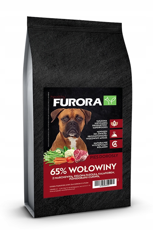 Furora Superfood Rasa Duża I Średnia 65% Wołowiny Angus 12KG