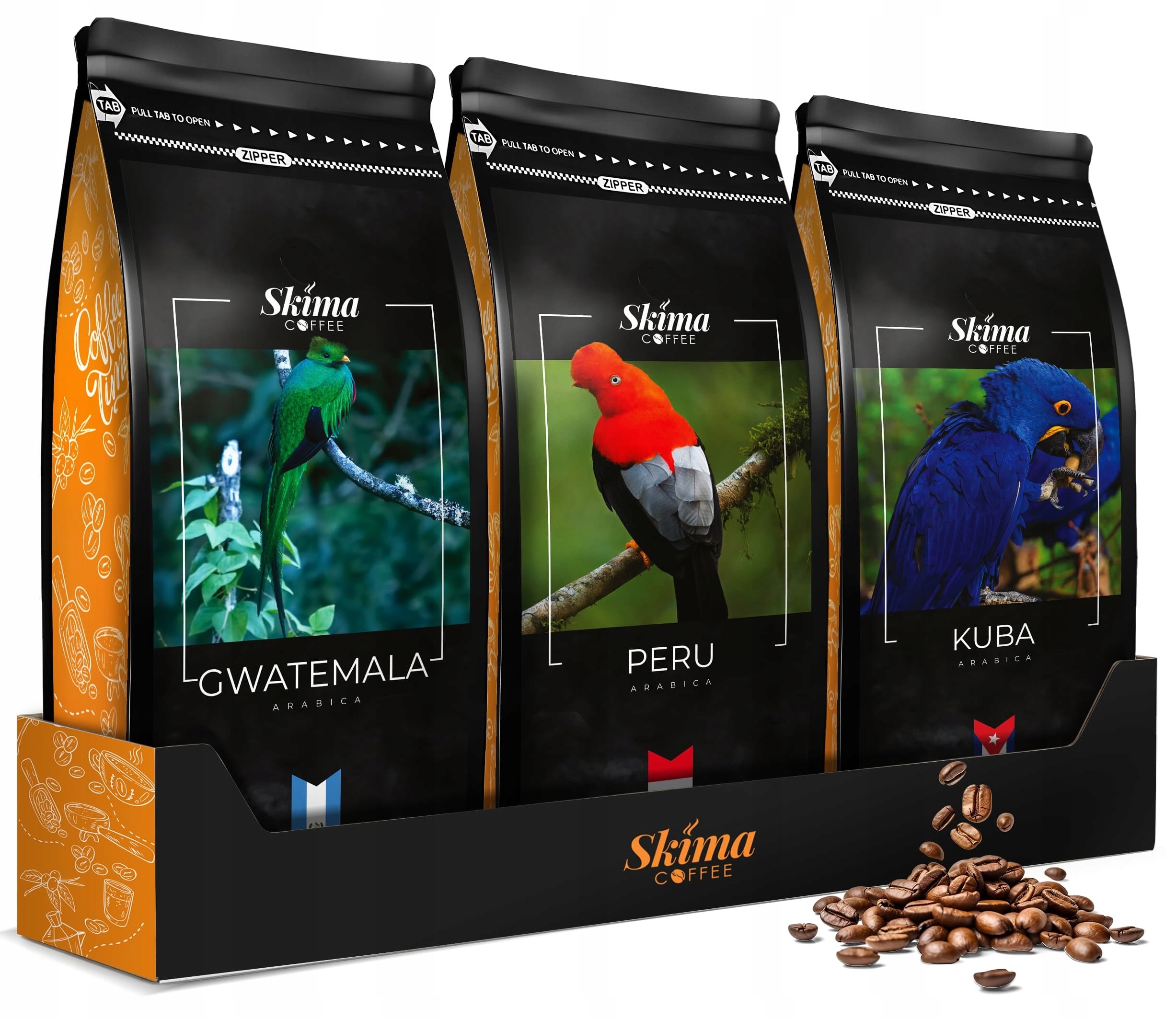 Káva zrnková 1kg x3 Kuba/peru/guatemala Čerstvě pražená do kávovaru+BONUS