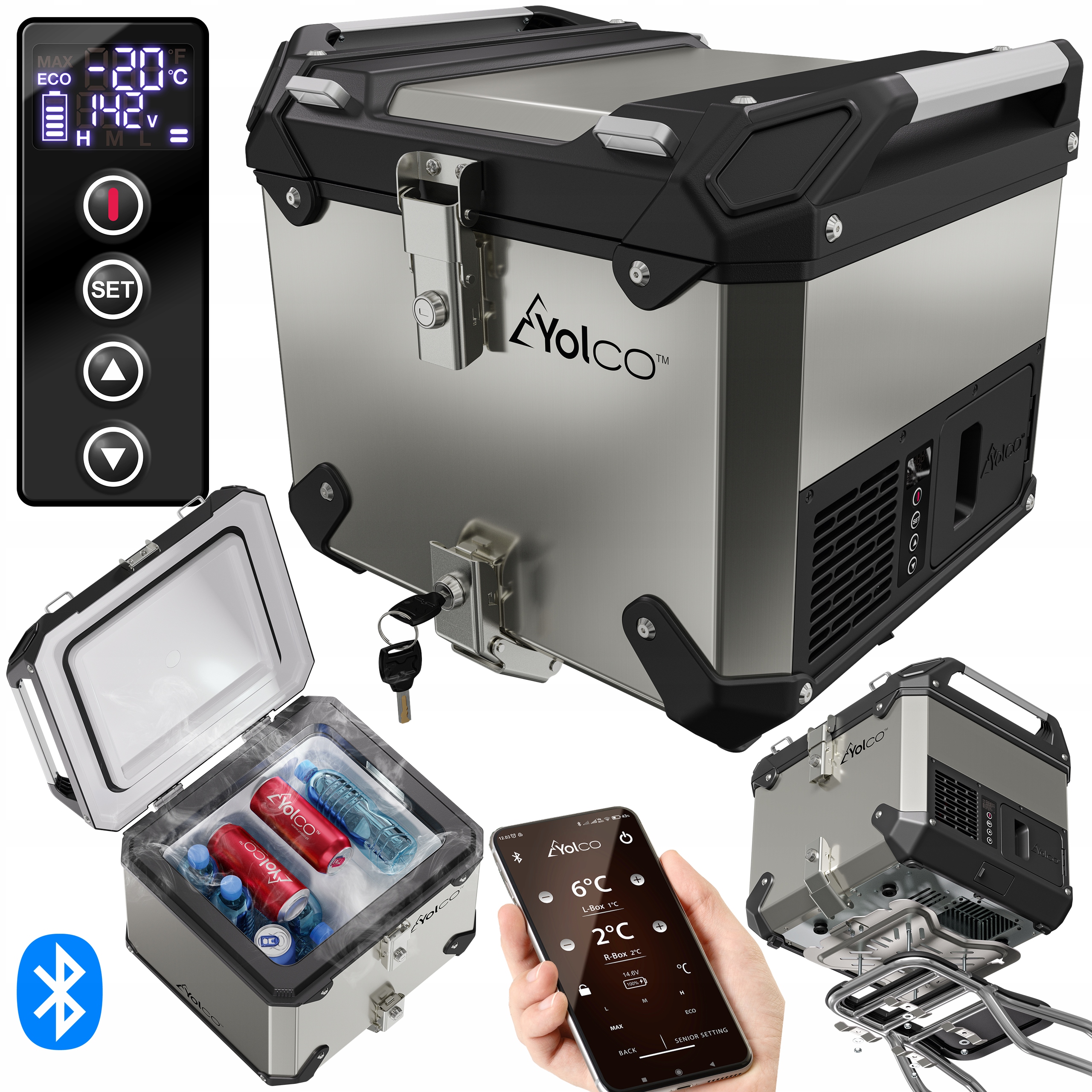 Lodówka Motocyklowa Kompresorowa Na Motor Topcase Yolco MCX17 Silver 17l