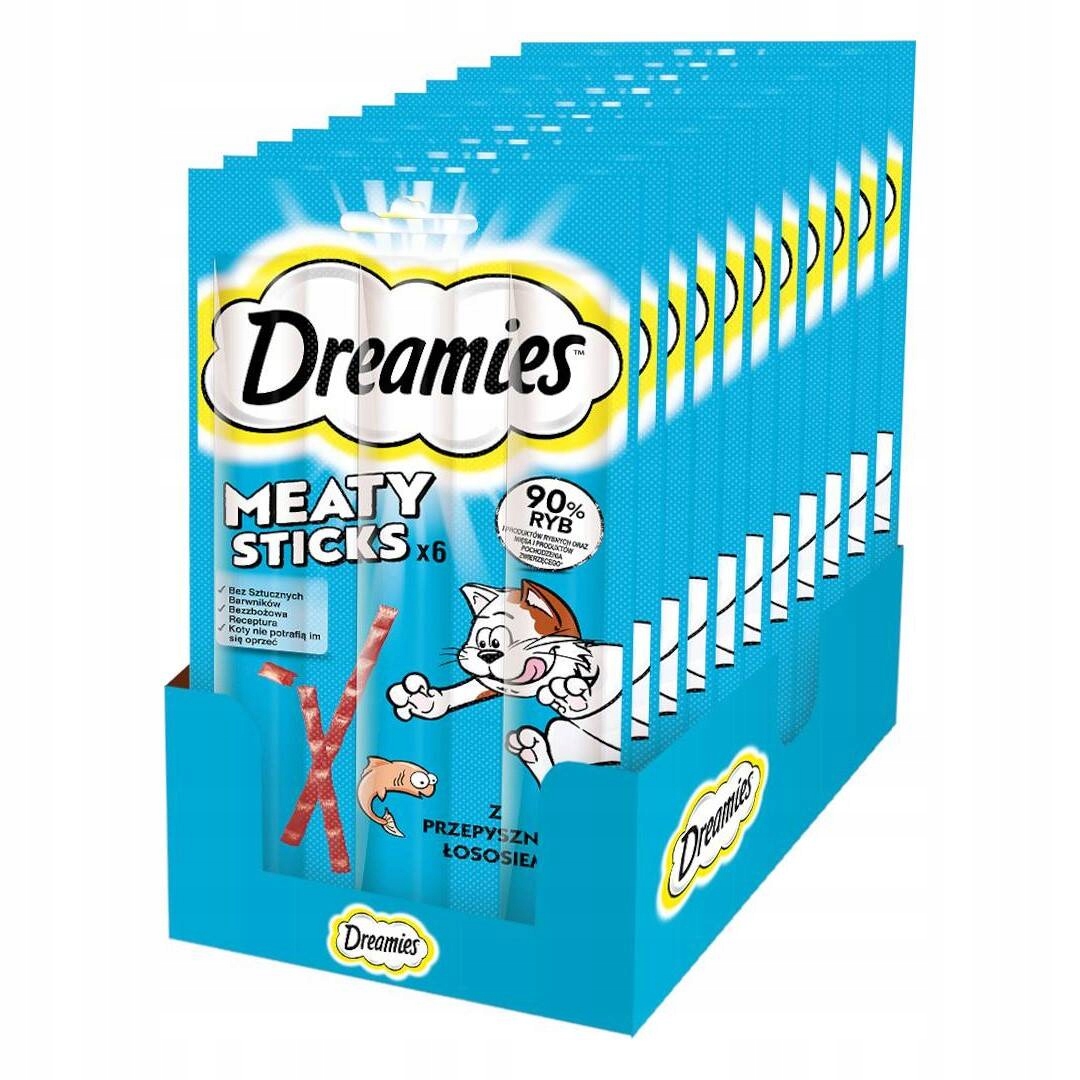 Levně Dreamies Meaty Sticks Tyčinky S Lososem Pamlsek Pro Kočky 14x30g