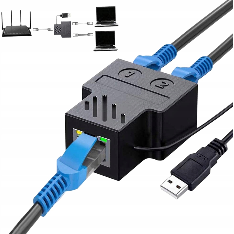 

Adapter rozgałęźnik splitter Lan RJ45 2xRJ45