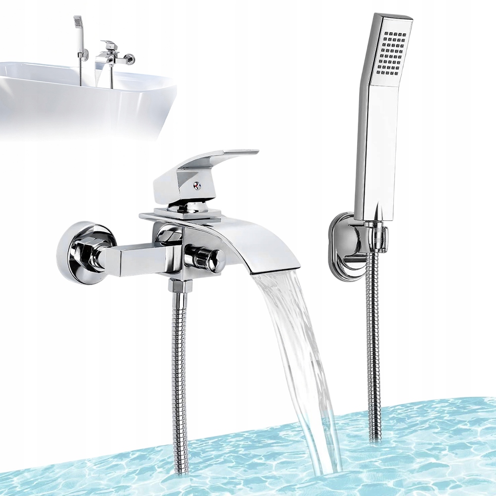 Vanová Baterie Set Vysoká Kvalita Hadice 1,5 M S Úchytem, Stříbrná Barva