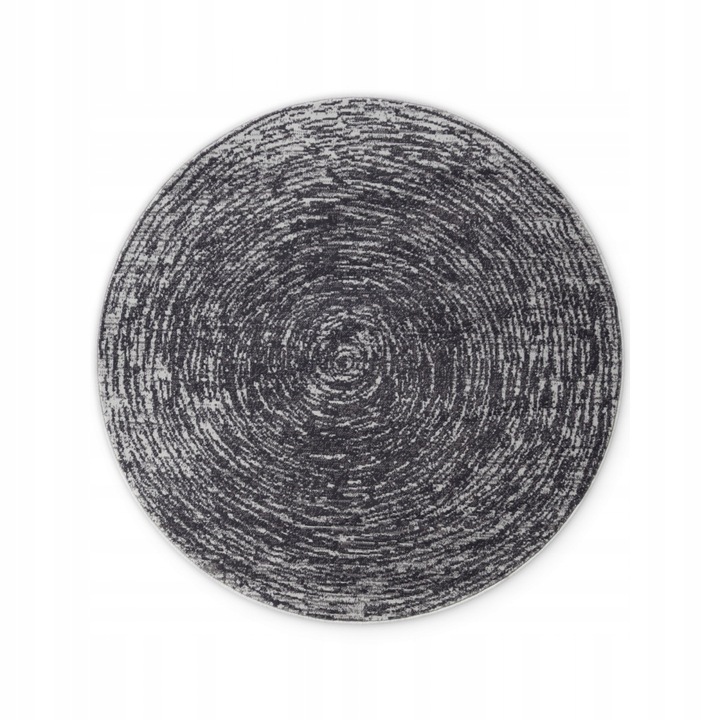 Koberec kulatý do obývacího pokoje 160 cm s tradičním vzorem, grafitově krémový