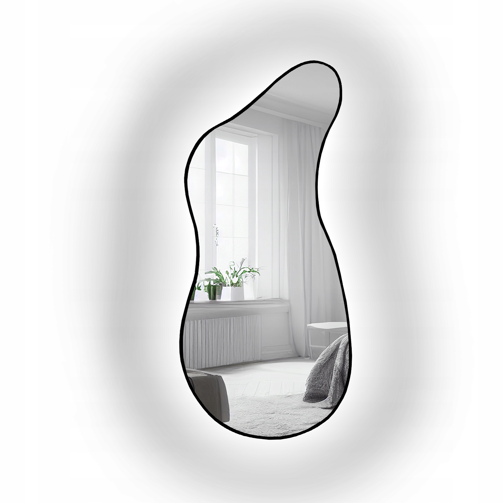 Zrcadlo v černém rámu s Led podsvícením 53x120