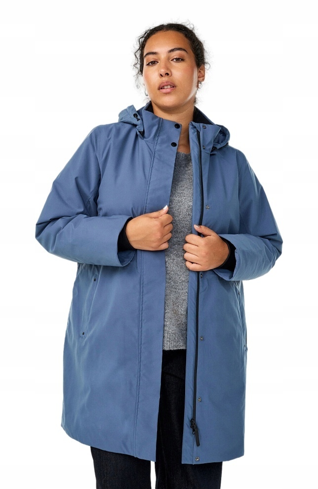 Zizzi Modrá Dlouhá Softshellová Bunda Kapuce 521A 56