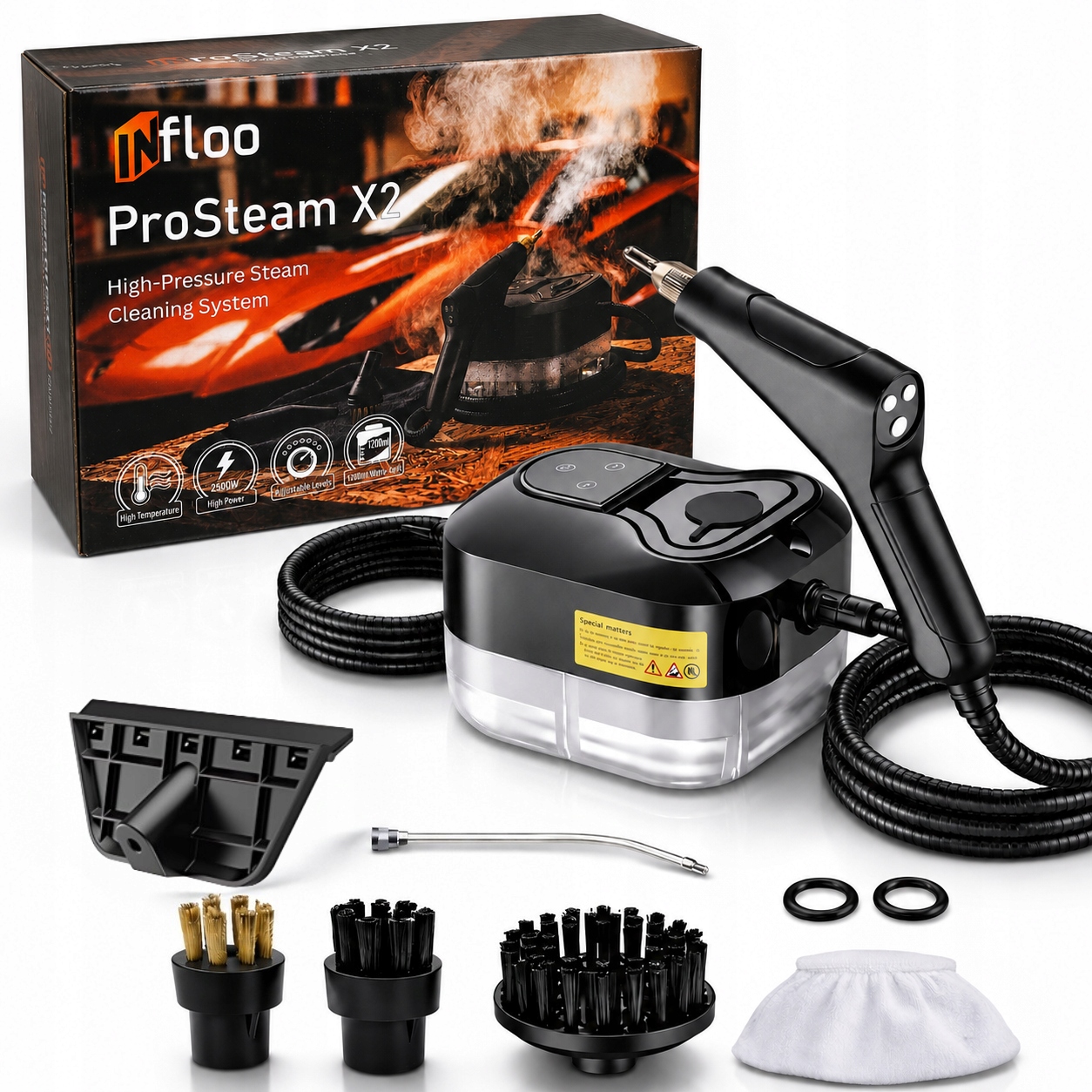 Parownica Myjka Parowa INfloo 2500W Do Auta Tapicerki Fug Kuchni Czyścik