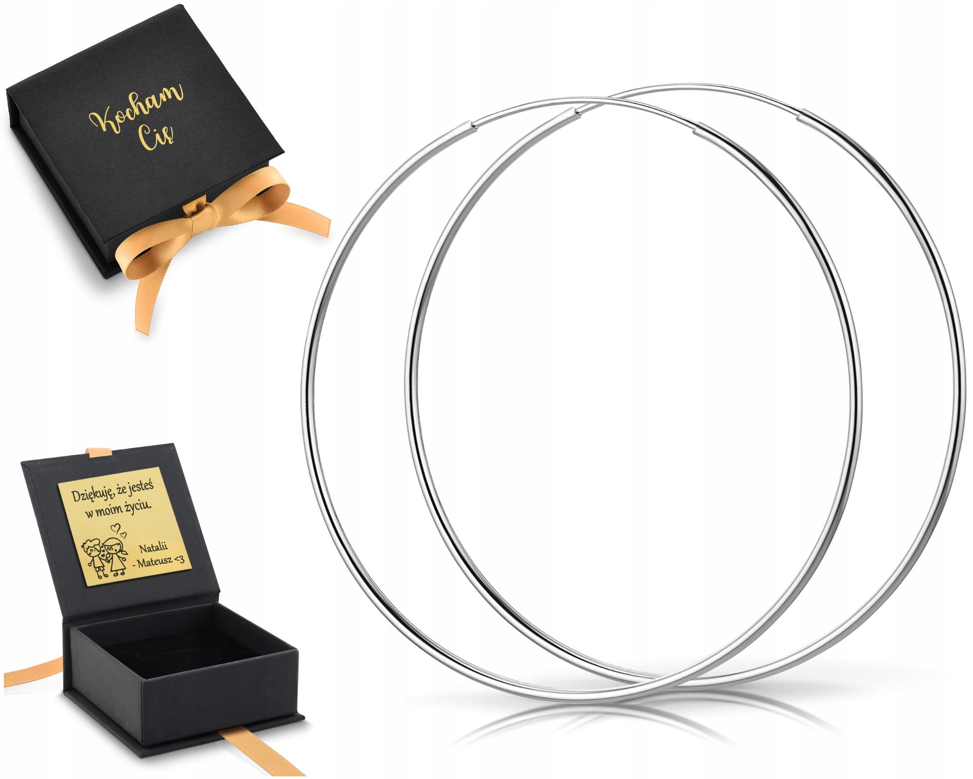 Stříbrné Náušnice Velké Kruhy 925 6 CM 60 MM Hladké