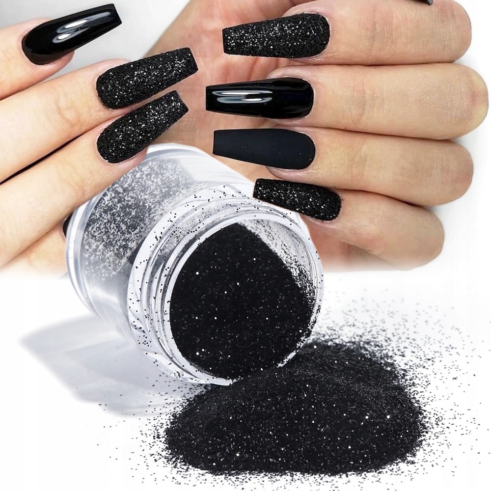 BROKAT GLITTER PYŁEK DO ZDOBIEŃ PAZNOKCI CZARNY Rodzaj Brokat