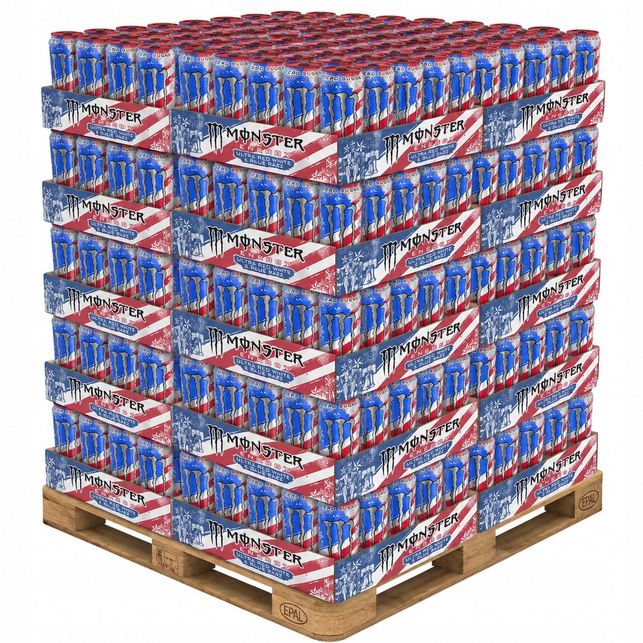 Monster Energy Ultra Red White & Blue Razz 473 ml – Paleta 1440 puszek