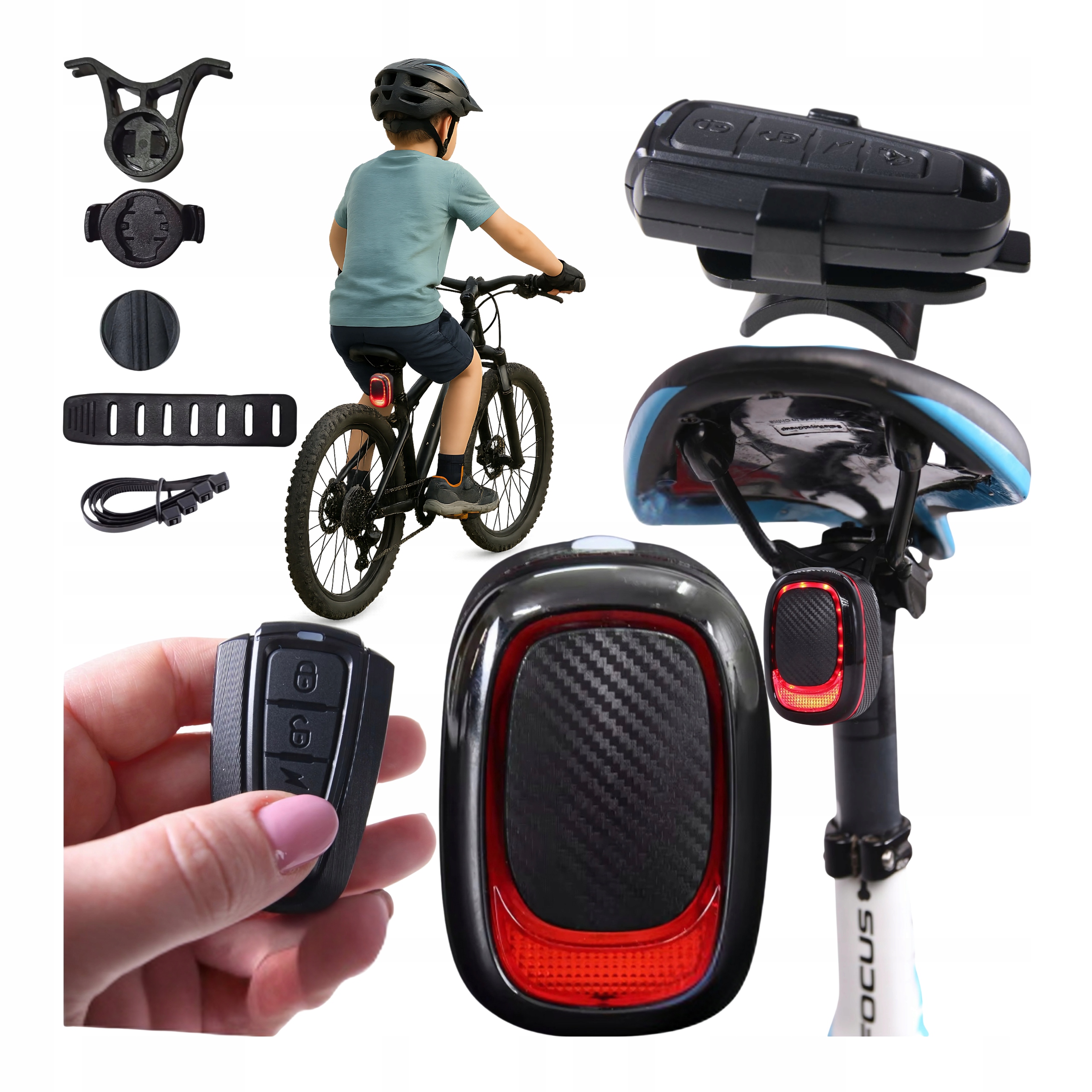 Lampka Rowerowa Tylna Zabezpieczenie do Roweru Alarm Rowerowy Głośny Safety