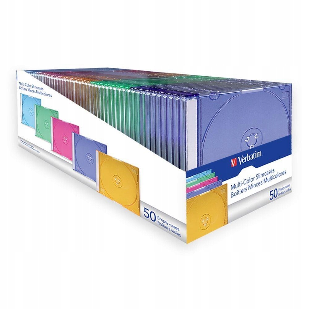 Markowe Pudełka slim case Verbatim 1xCD 5mm 50 sztuk kolorowe