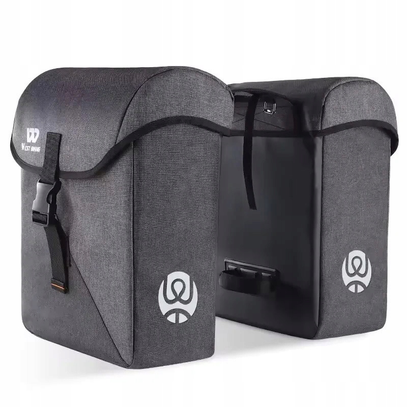 Sakwy Rowerowe Szare na Bagażnik West Biking 35l wodoodporne podwójna sakwa