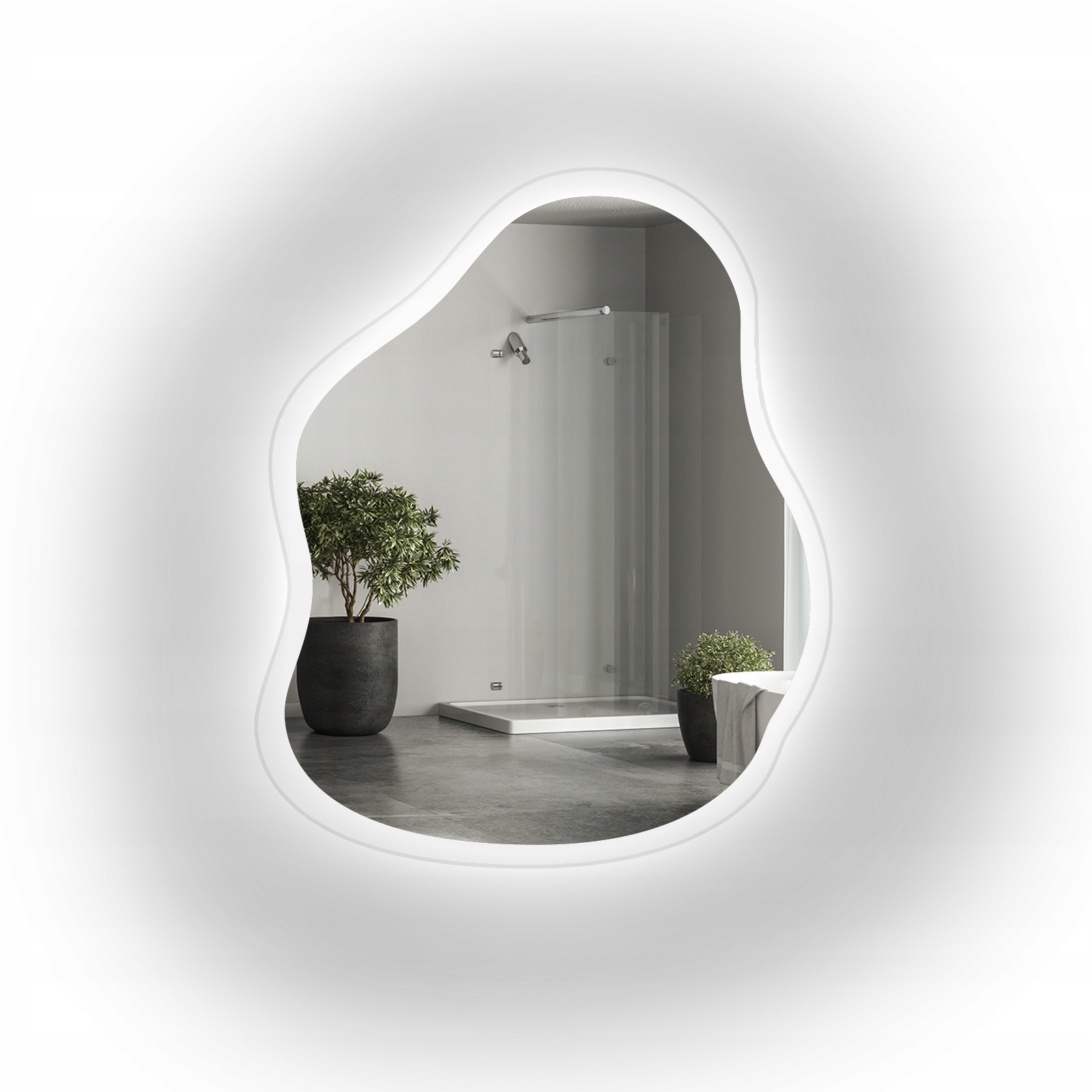 Zrcadlo na skle Stone Glass Led 80x103, organická skvrna