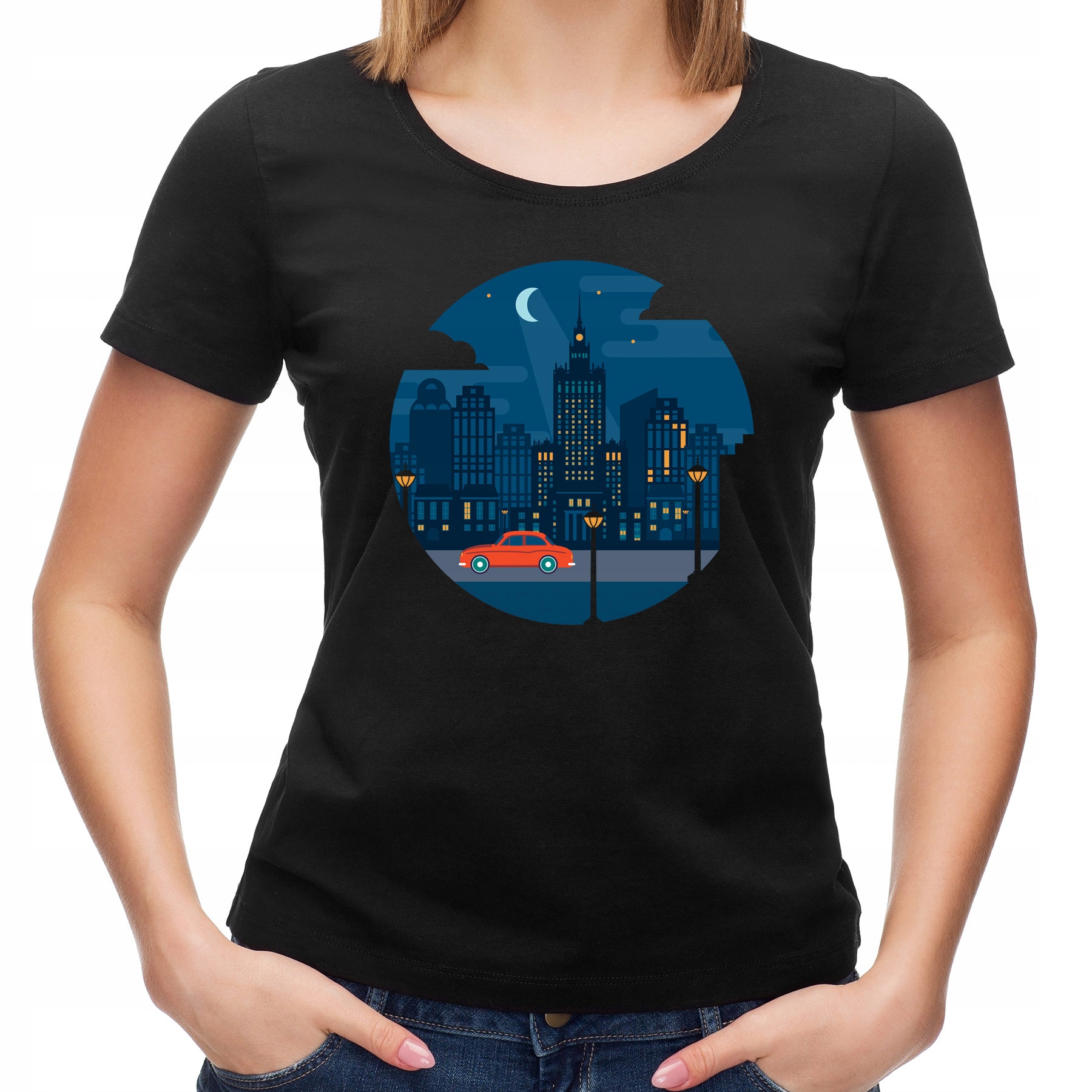 

Koszulka Warszawa Ilustracja (L):: M,: czarny