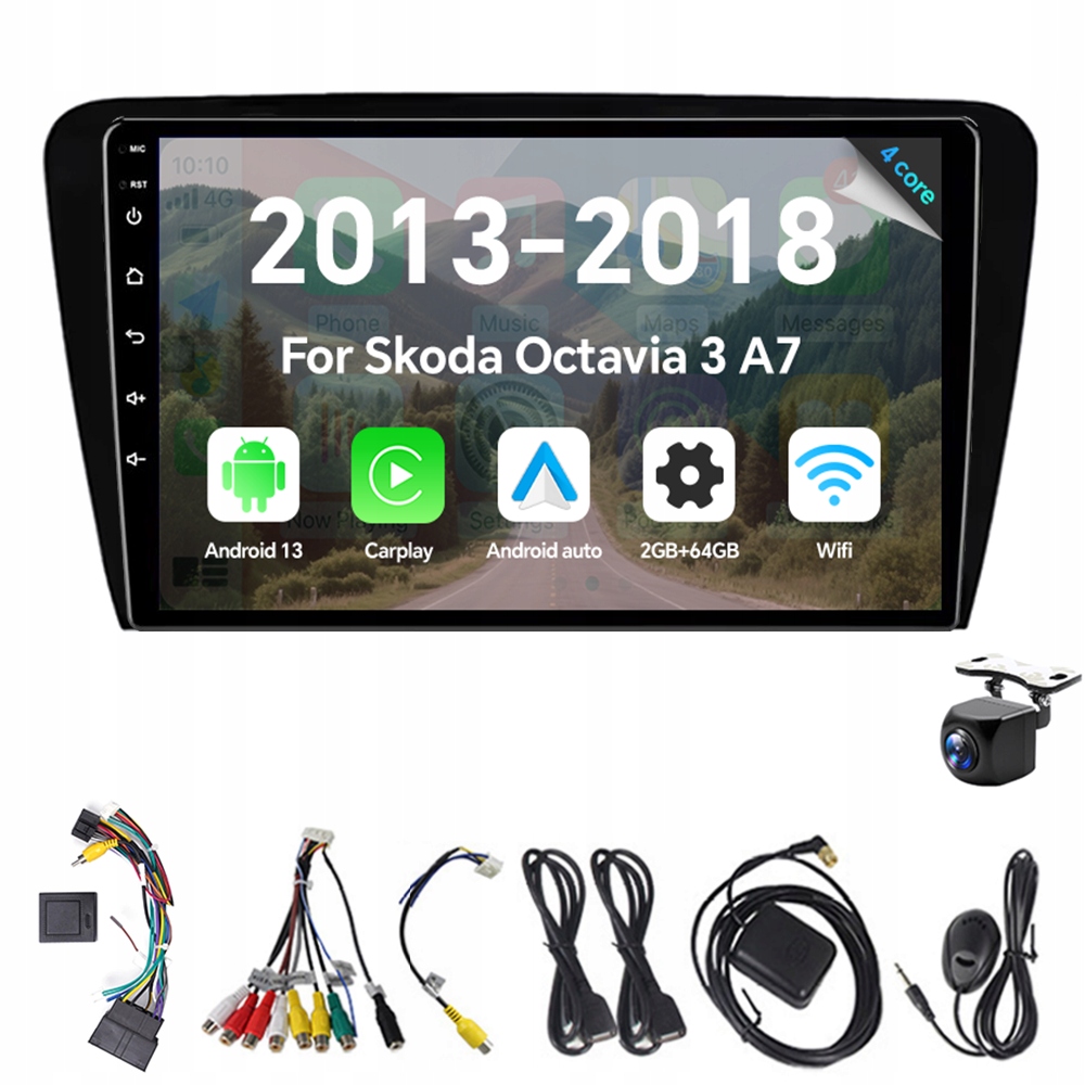 2Din Android 13 autorádio pro Škoda Octavia 3 A7 2013-2018 2G 64G Carplay