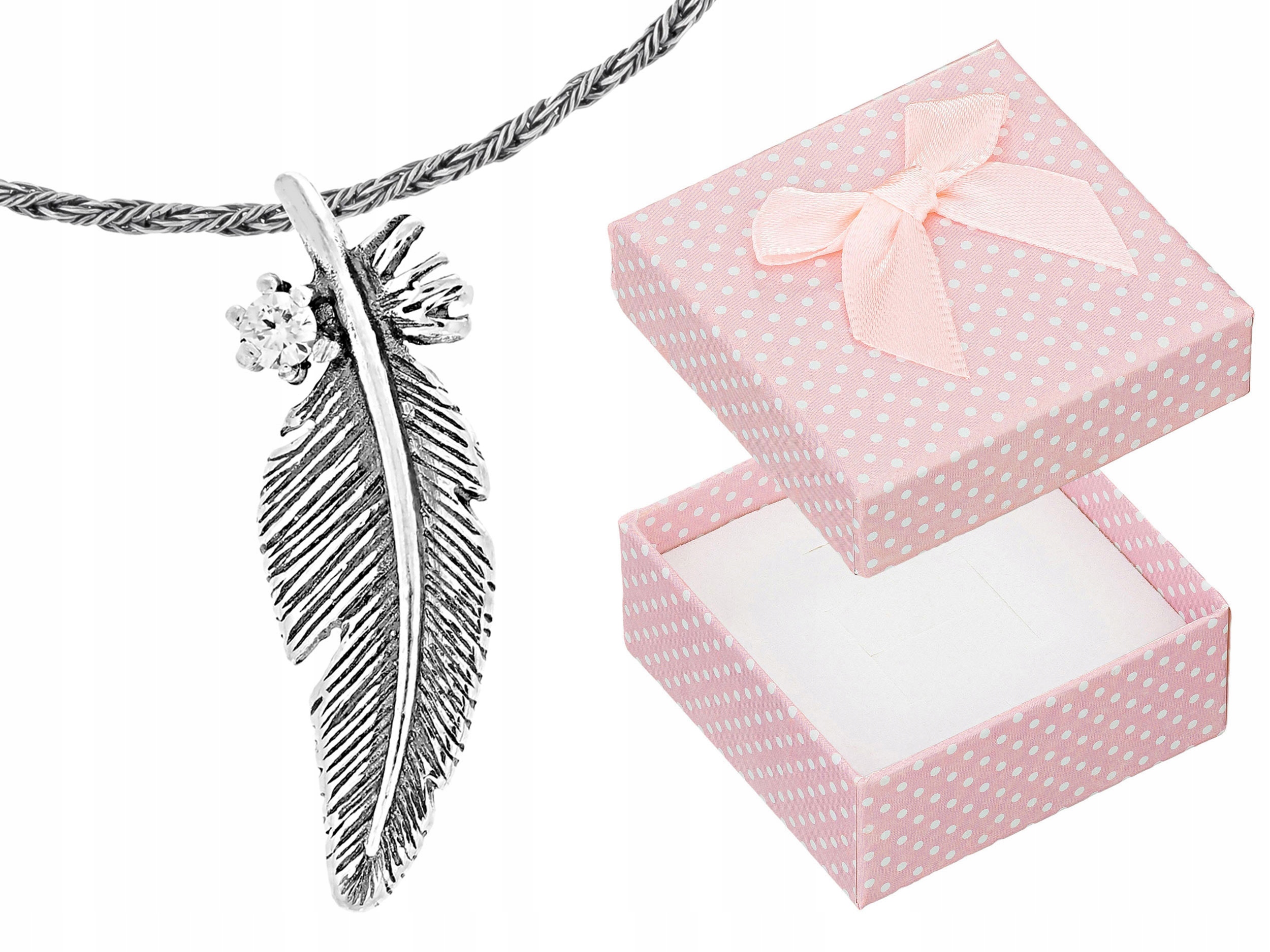 Krátký stříbrný dámský oxidovaný náhrdelník Pírko se zirkonem Choker 38 cm