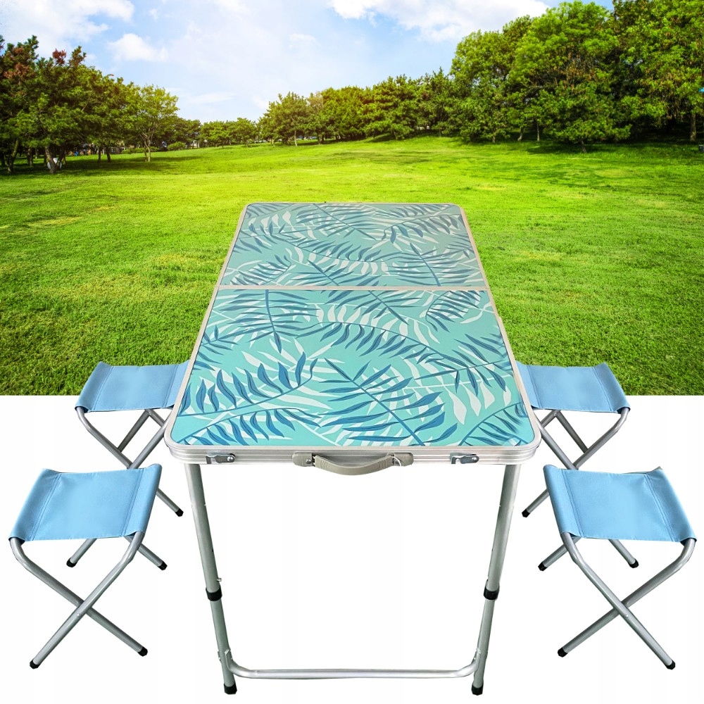 STÓŁ Biwakowy Stolik Składany 120x60x70cm + 4 STOŁKI ZESTAW TURYSTYCZNY Szerokość produktu 60 cm