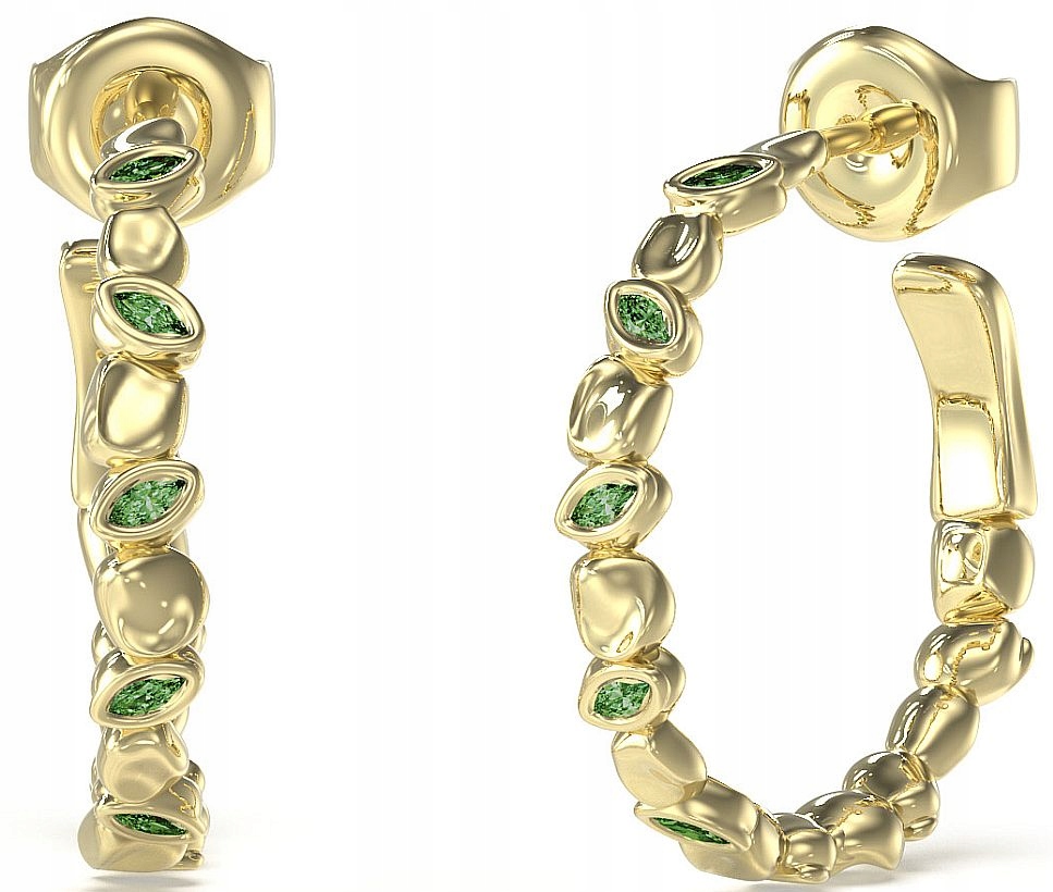 Elegantní Kloczyky Guess Panarea Zlaté Kruhy Se Zelenými Krystaly 20 mm