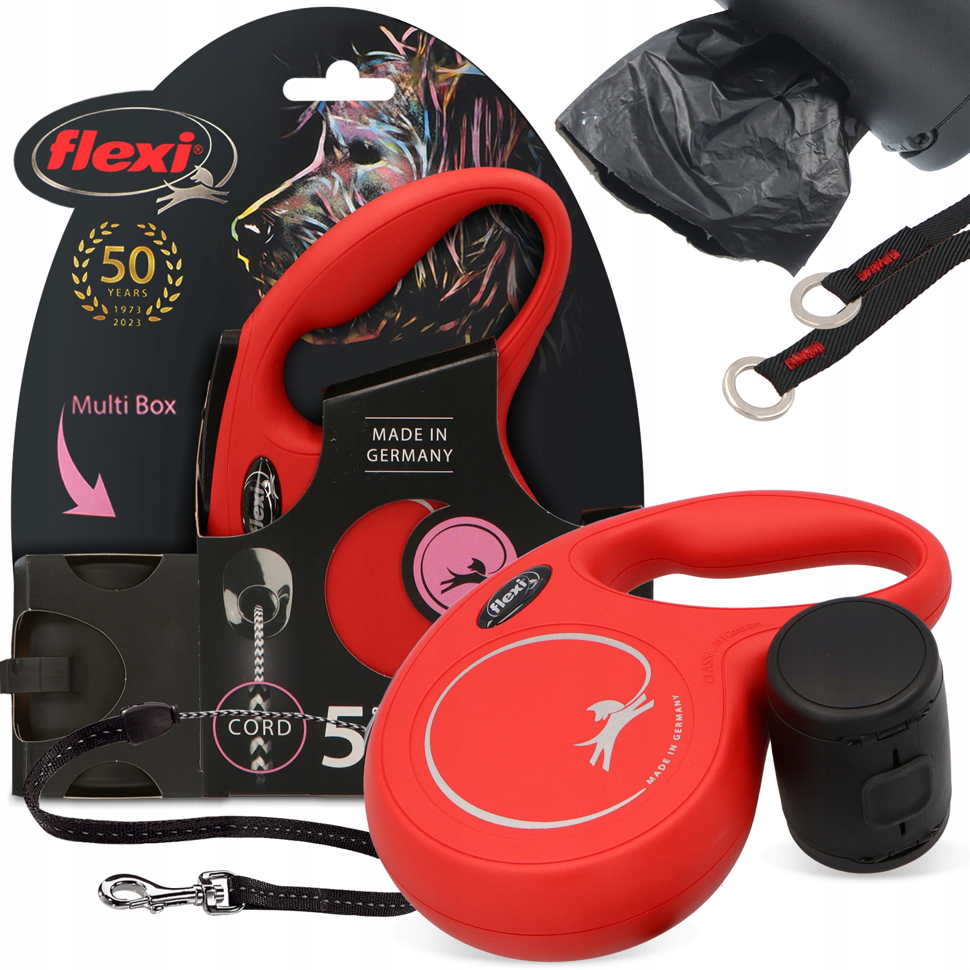 Levně Vodítko Psa Automatická Flexi Lanko 5m Kontejner 80x Sáčky Na Psa Odch 3O