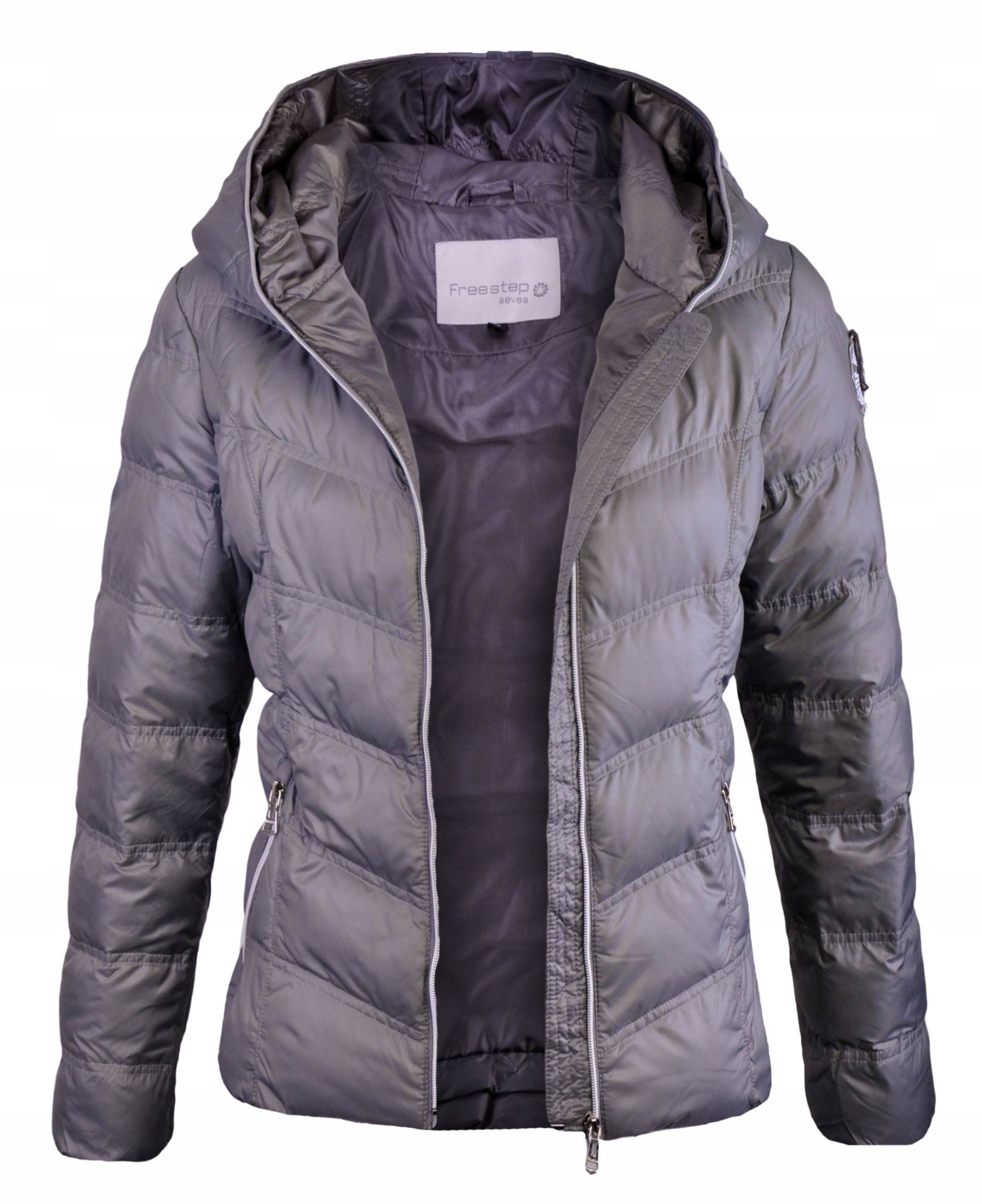 Dámská prošívaná přechodová lehká bunda s kapucí šedá Fst 5611 S