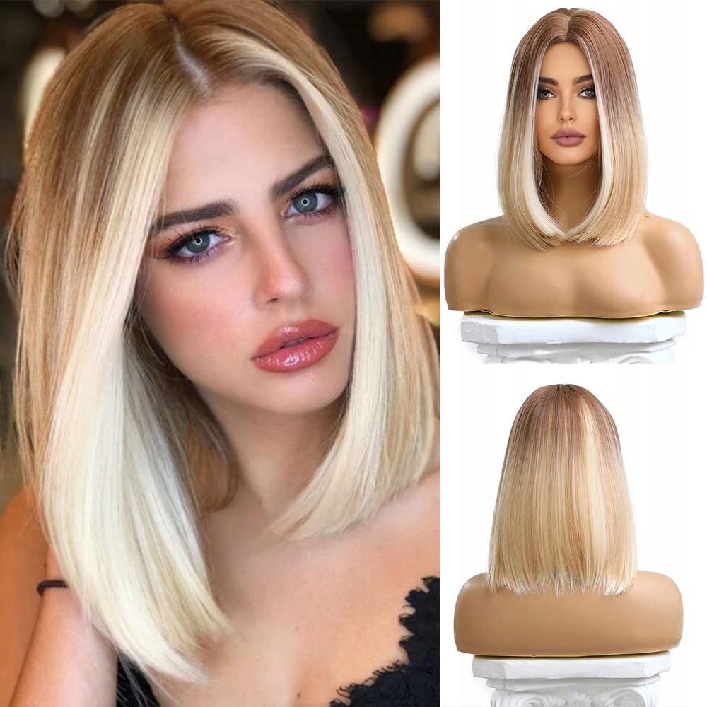 Esmee Krátká Jednoduchá Blond Bob Paruka Umělé Vlasy 35 cm