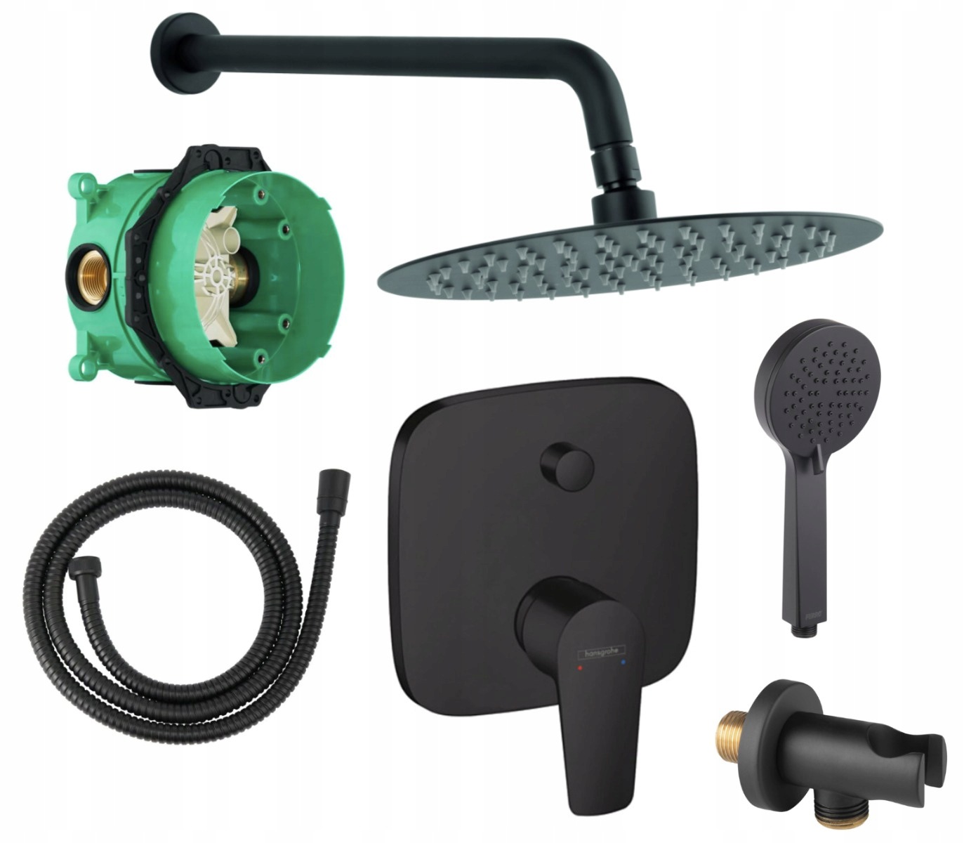 Kulatý Sprchový Set 6 V 1 S Vanovou A Sprchovou Baterií, Černý