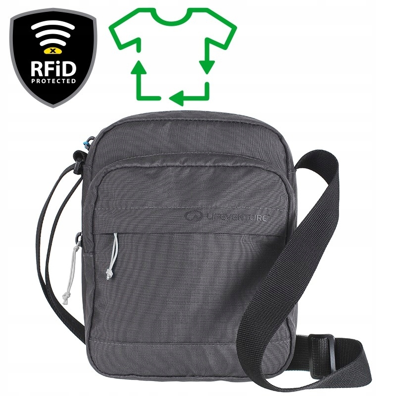 Taška přes rameno Lifeventure RFiD Shoulder Bag, Recycled, Grey