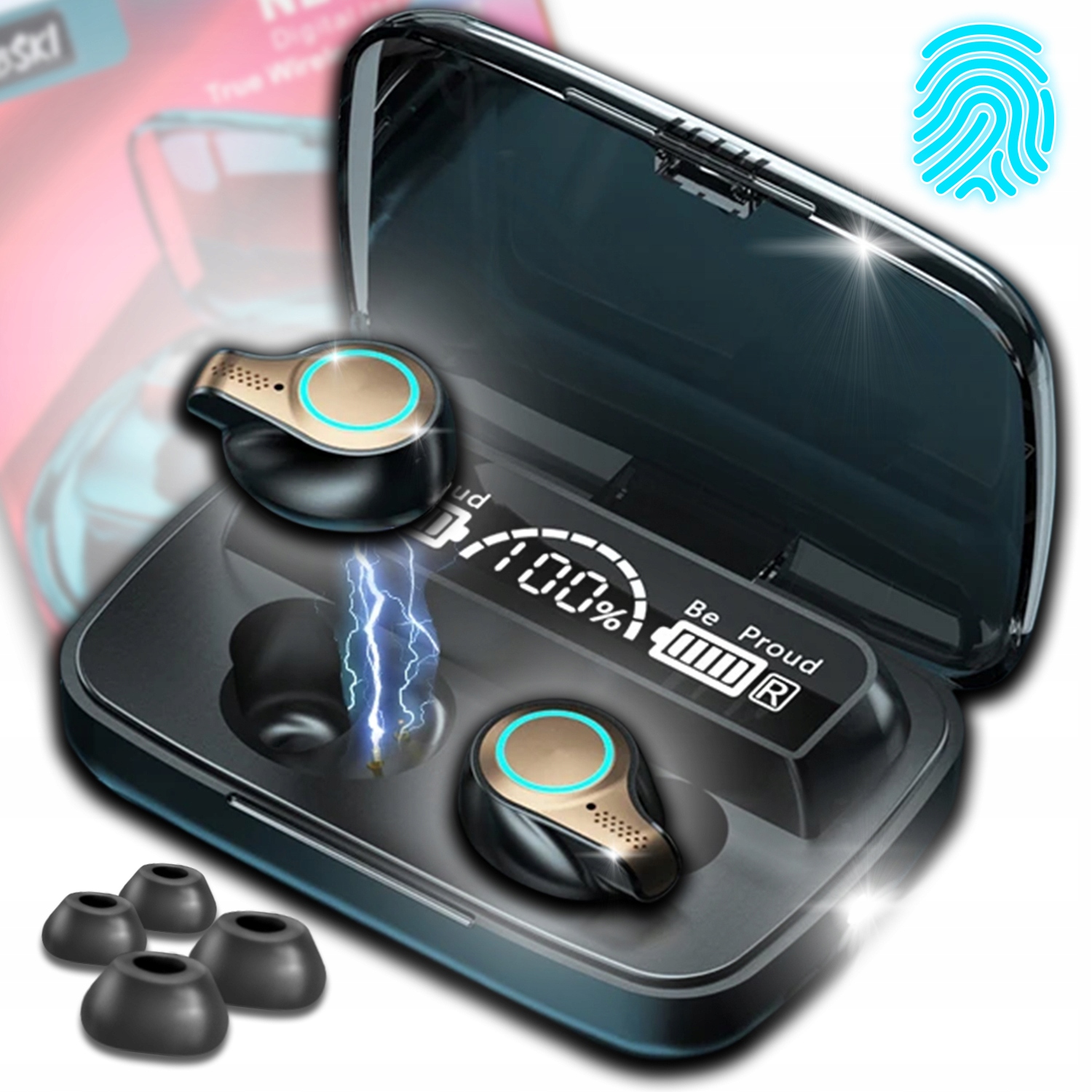 Słuchawki Bezprzewodowe Bluetooth z Mikrofonem 5.1 Tws Dokanałowe +powerbox