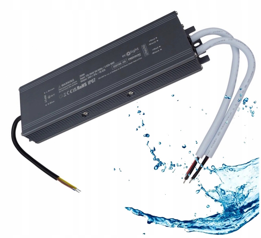 Napájecí zdroj pro Led Hermetický Vodotěsný 250W 24V 10,42A IP67 Premium Line