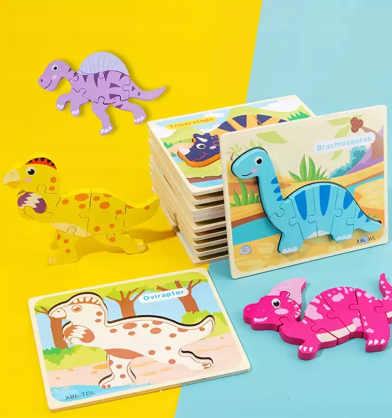 Puzzle 3d drewniane układanka puzzle Montessori dinozaury Marka Puzzle