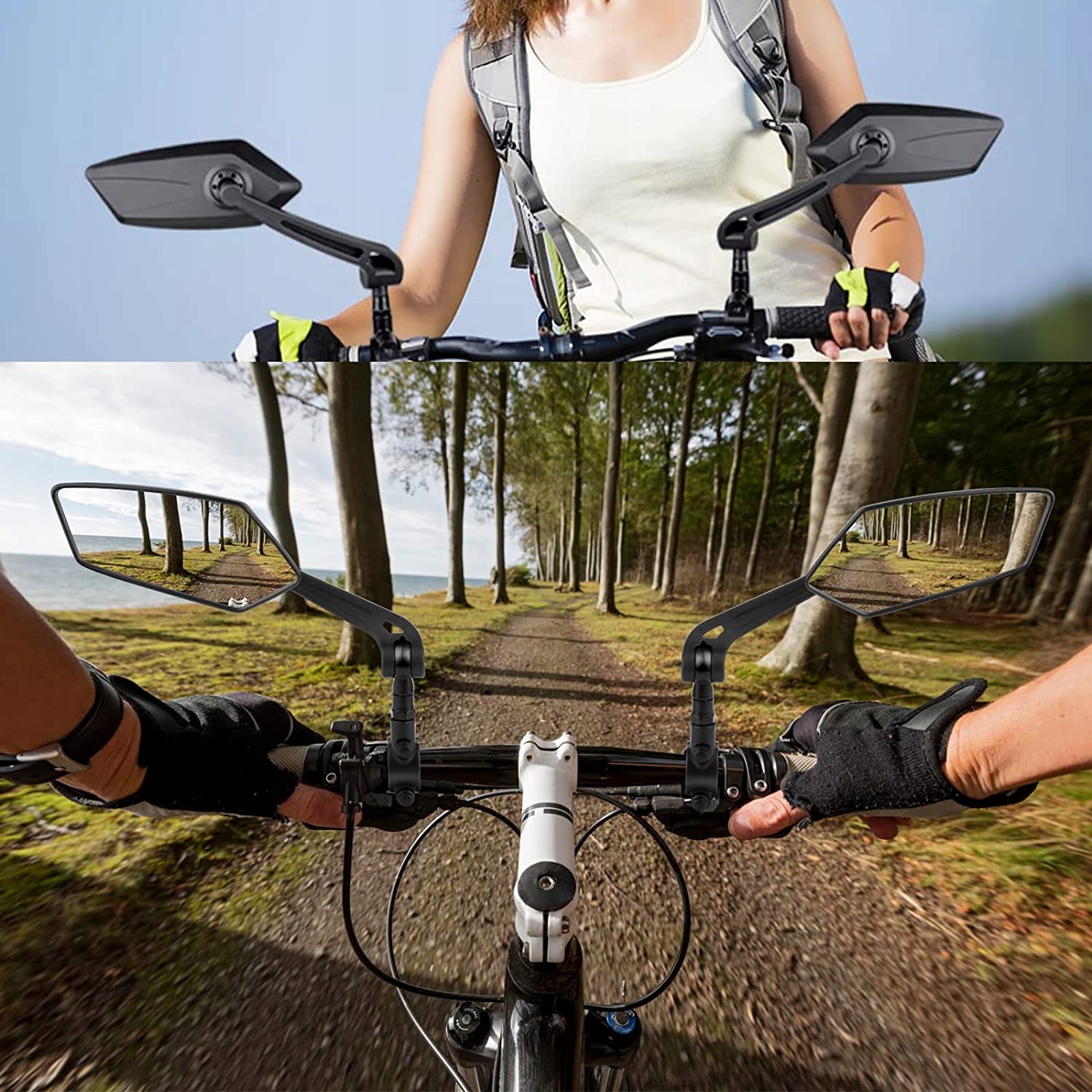 2-CZĘŚCIOWE WYSOKIEJ JAKOŚCI LUSTERKO ROWEROWE, 2 SZTUKI, OBRACANE O 360° Kod producenta LUSTERKO ROWEROWE