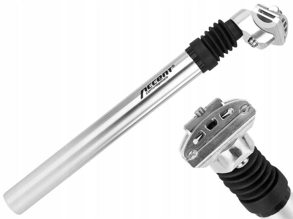 Držák sedla Accent odpružený SP-886 30,8 mm 350 mm stříbrný